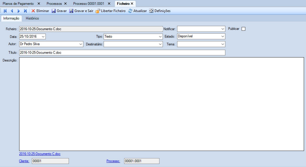 Area Processo Informacao Ficheiro